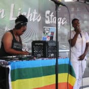 Stage with singer and DJ