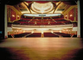 A view of the Orpheum Theatre from the stage's point of view