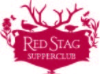 Red Stag SupperClub placard with antlers and birds