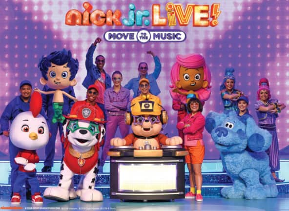 Nick Jr. Live! cast of colorful cartoon and people