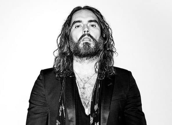 Russell Brand black and white portrait