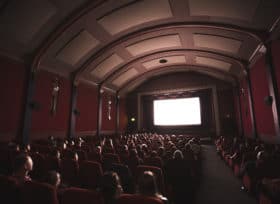 Audience watching a film