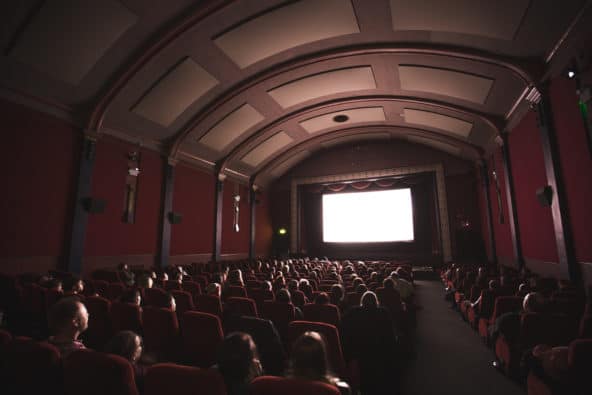 Audience watching a film