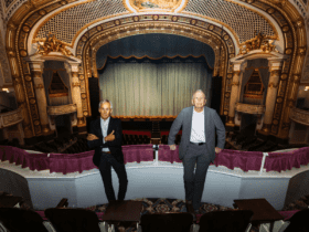 Tom Hoch and Fred Krohn inside the State Theatre. Photo by Nemuel Sereti