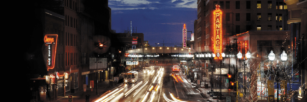 Hennepin Avenue at night