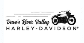 Dave's River Valley Harley Davidson logo with black motorbike icon.