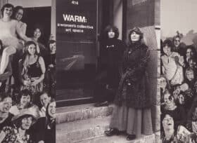 WARM women artists pose in front of their downtown space