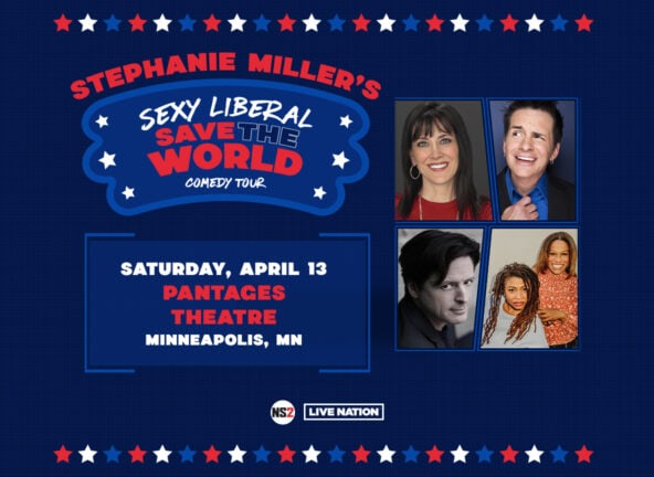 stephanie miller's sexy liberal save the world comedy tour red white and blue logo