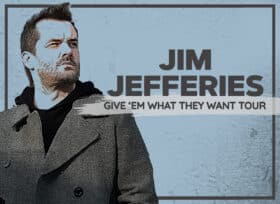 illustrated image of jim jefferies wearing a fancy coat looking off into the distance